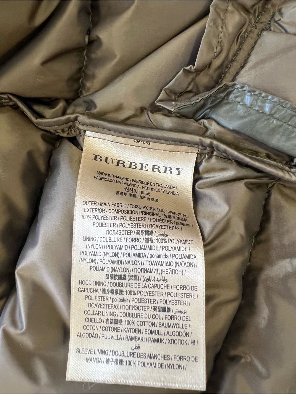 Burberry Olive Green Quilted Puffer Coat - Picture 9 of 11